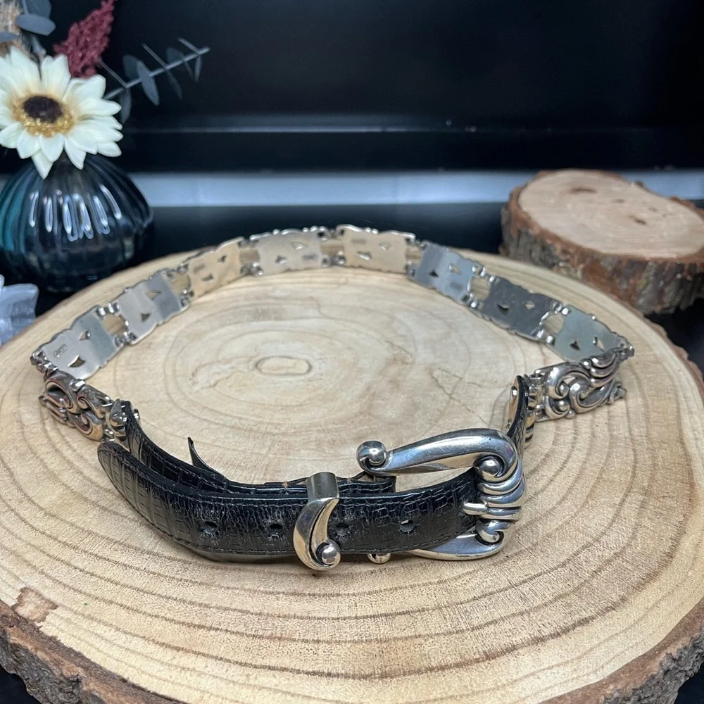 Brighton classic belt Elegant Silver and Black medium - Picture 2 of 7